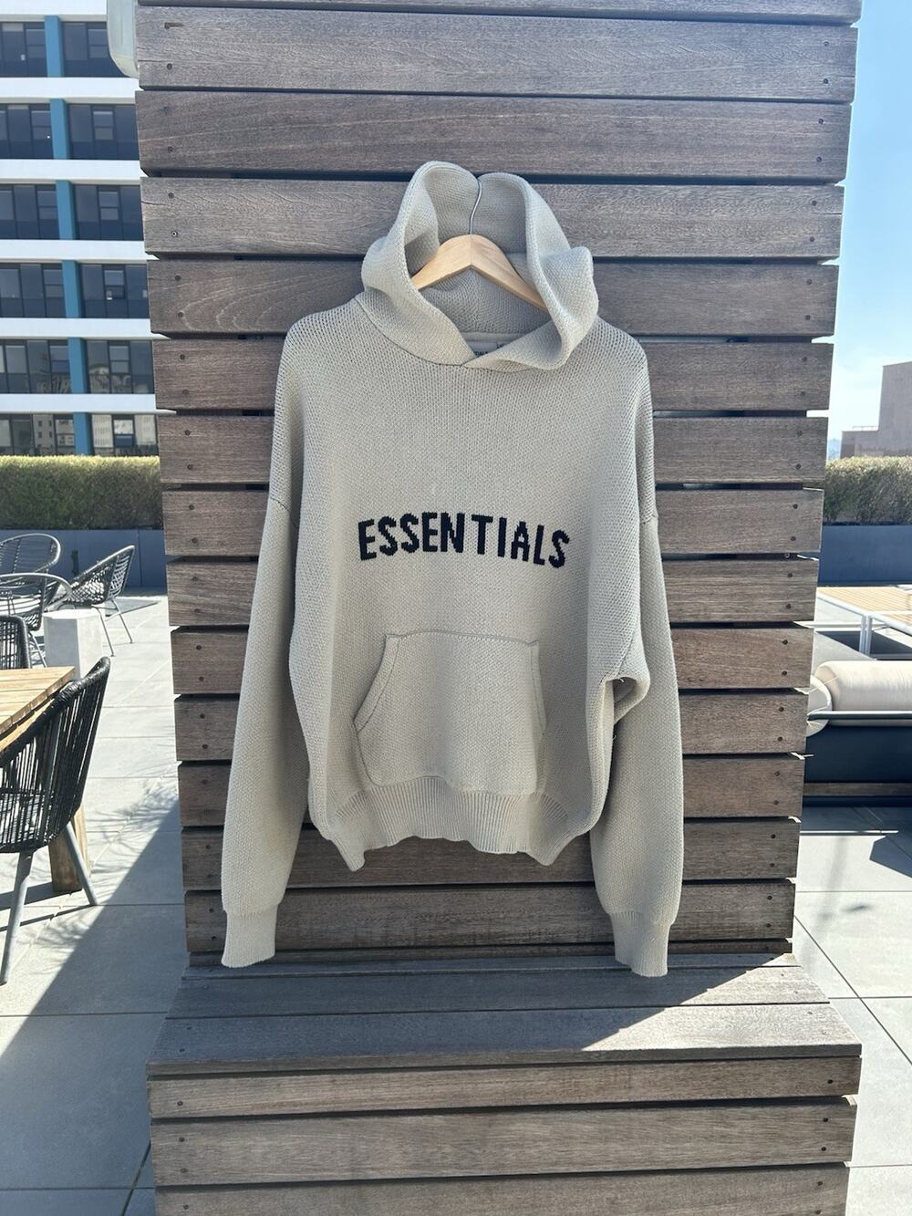 Essentials Fear Of God Knit Hoodie Oversized Cream Men's Size M